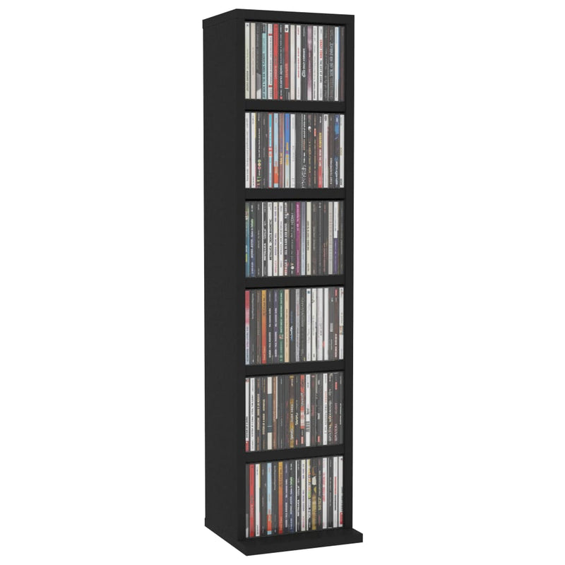 CD Cabinet Black 8.3"x9"x34.6" Chipboard