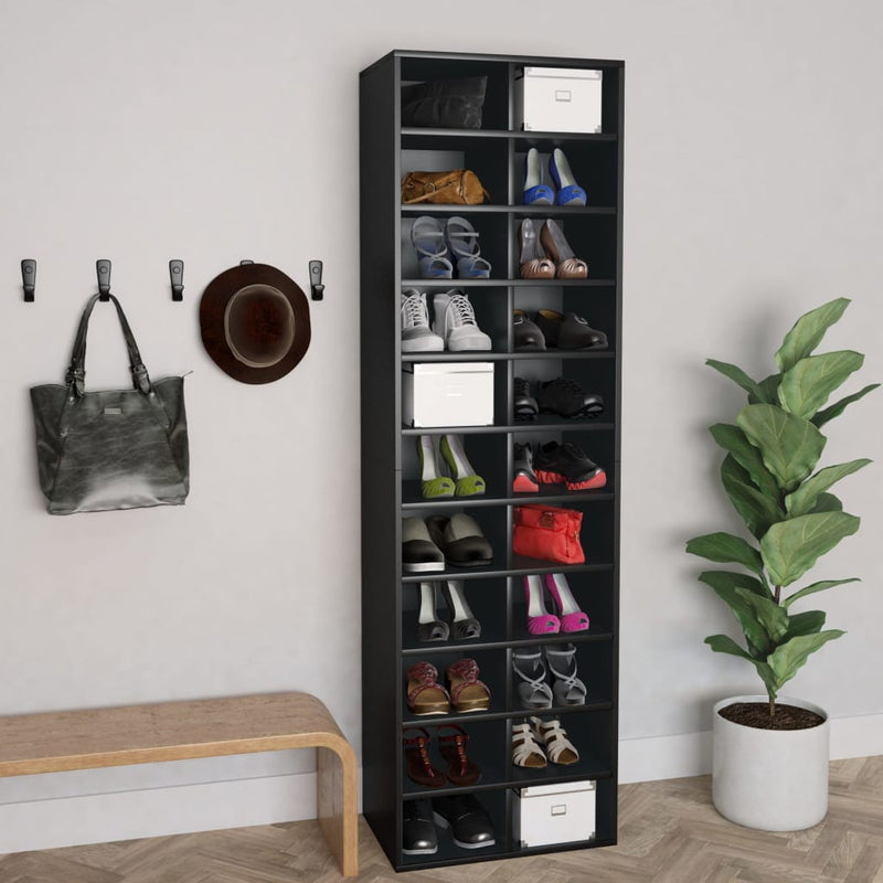 Shoe Cabinet Black 21.2"x13.3"x72" Chipboard