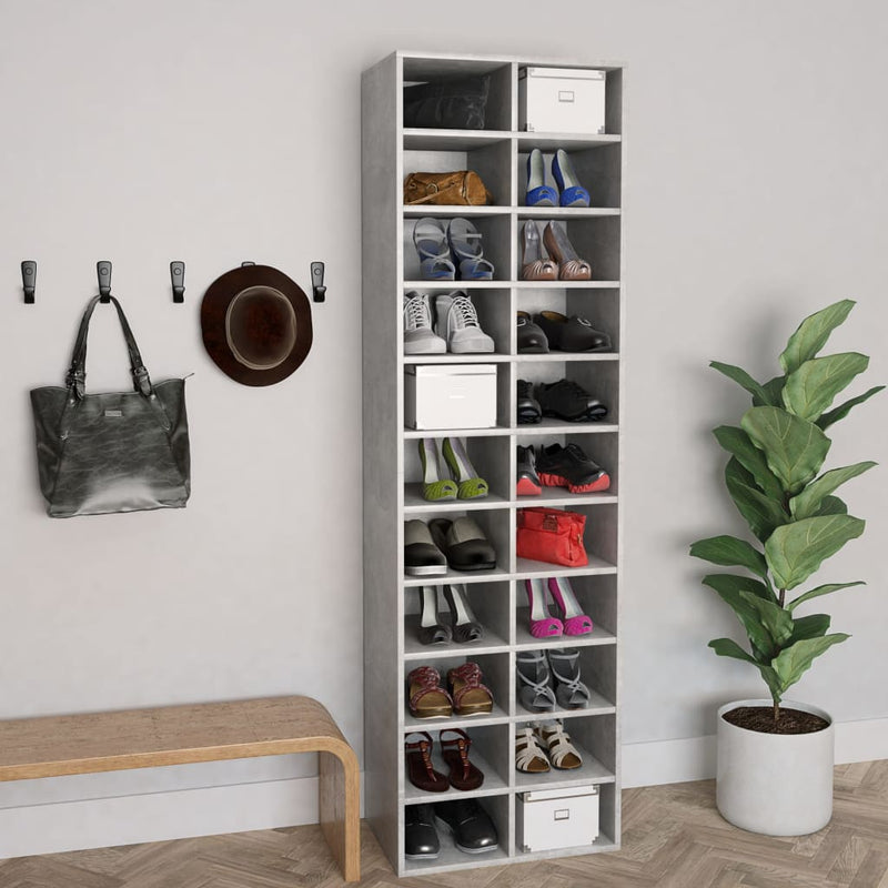 Shoe Cabinet Concrete Gray 21.2"x13.3"x72" Chipboard