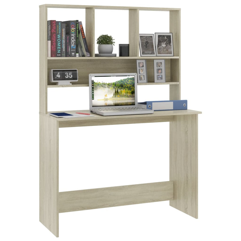 Desk with Shelves Sonoma Oak 43.3"x17.7"x61.8" Chipboard