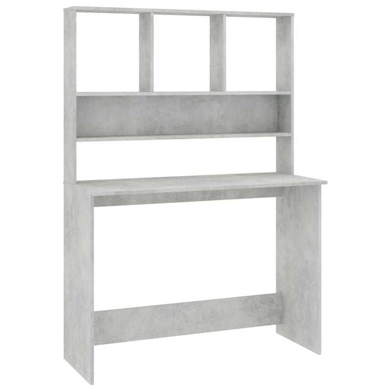 Desk with Shelves Concrete Gray 43.3"x17.7"x61.8" Chipboard