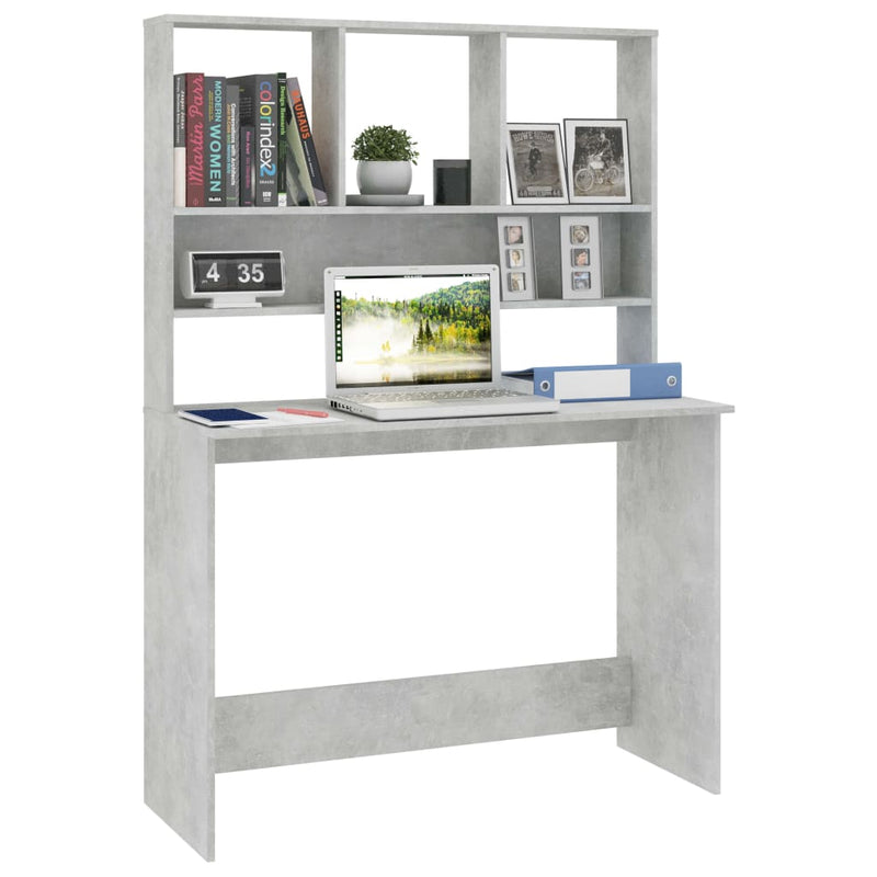 Desk with Shelves Concrete Gray 43.3"x17.7"x61.8" Chipboard