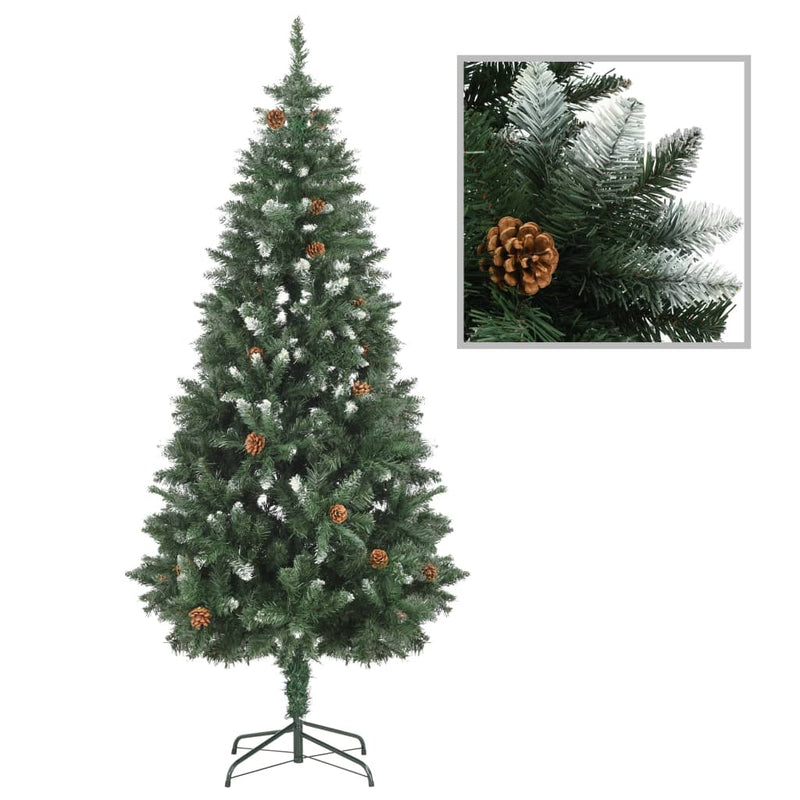 Artificial Christmas Tree with Pine Cones and White Glitter 70.9"