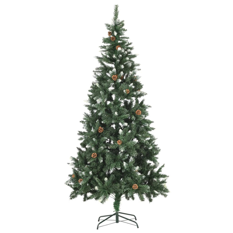 Artificial Christmas Tree with Pine Cones and White Glitter 82.7"