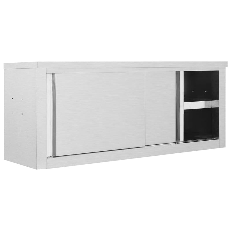 Kitchen Wall Cabinet with Sliding Doors 47.2"x15.7"x19.7" Stainless Steel