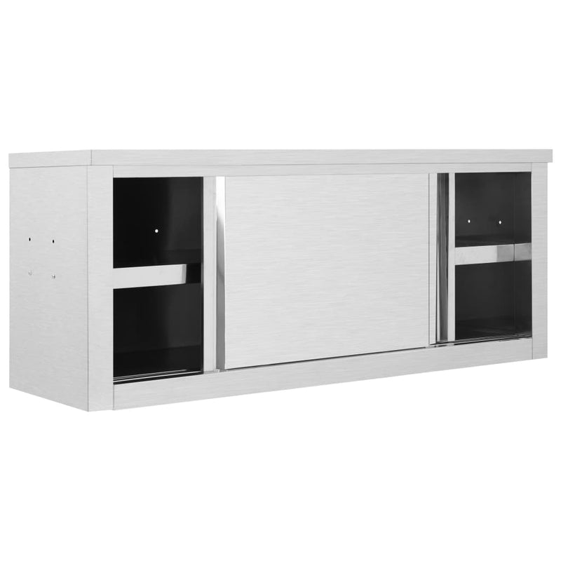 Kitchen Wall Cabinet with Sliding Doors 47.2"x15.7"x19.7" Stainless Steel