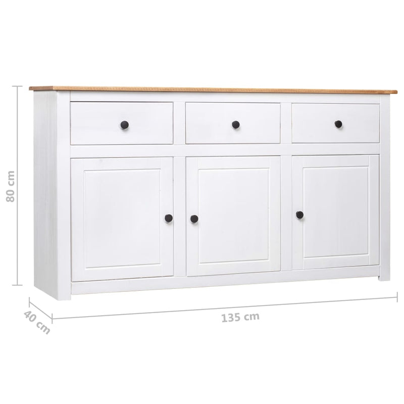 Sideboard White 53.1"x15.7"x31.5" Solid Pinewood Panama Range