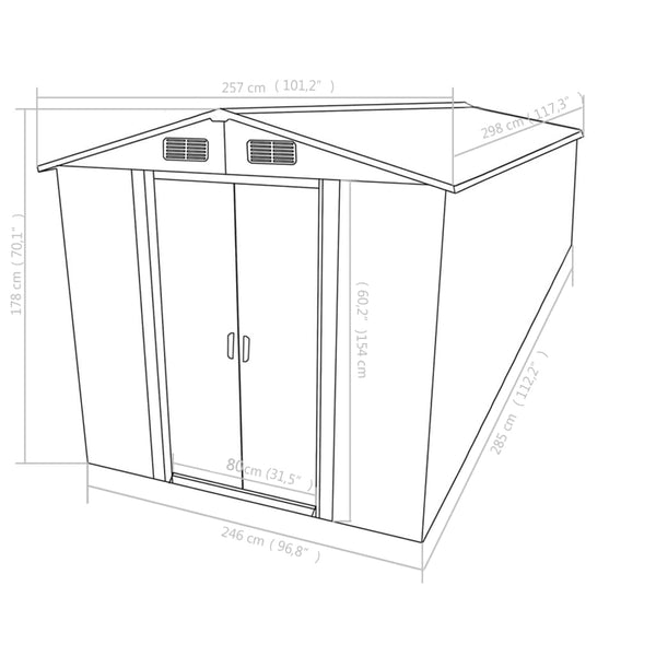 Garden Shed 101.2"x117.3"x70.1" Metal Anthracite