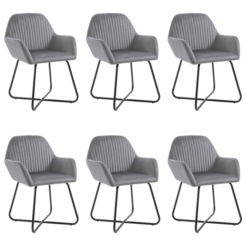 Dining Chairs 6 pcs Gray Velvet