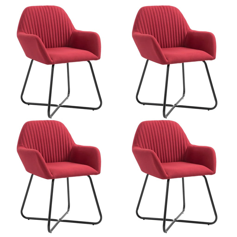 Dining Chairs 4 pcs Wine Red Fabric