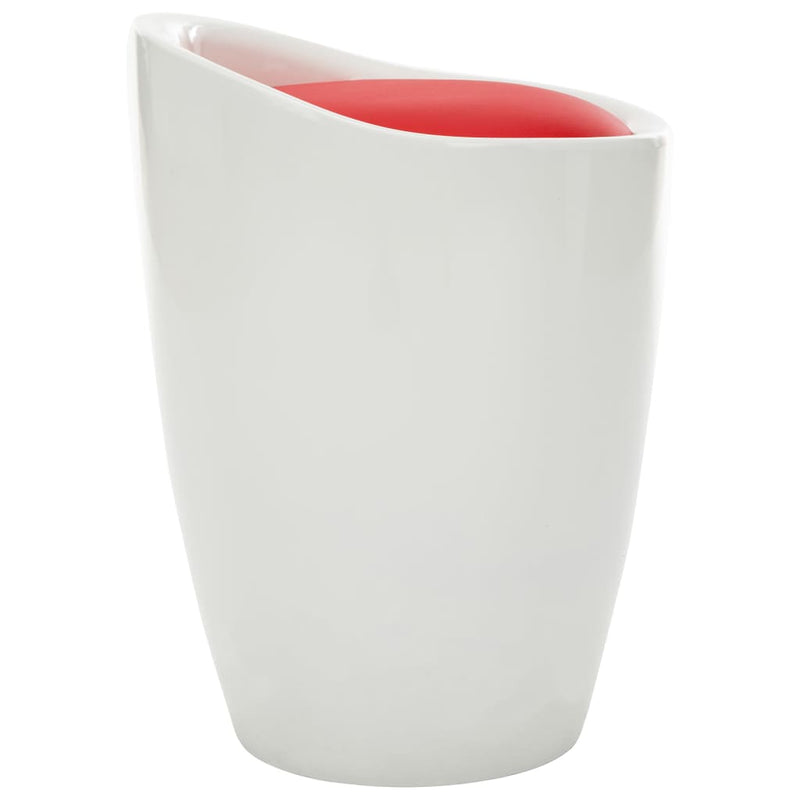 Storage Stool White and Red Faux Leather