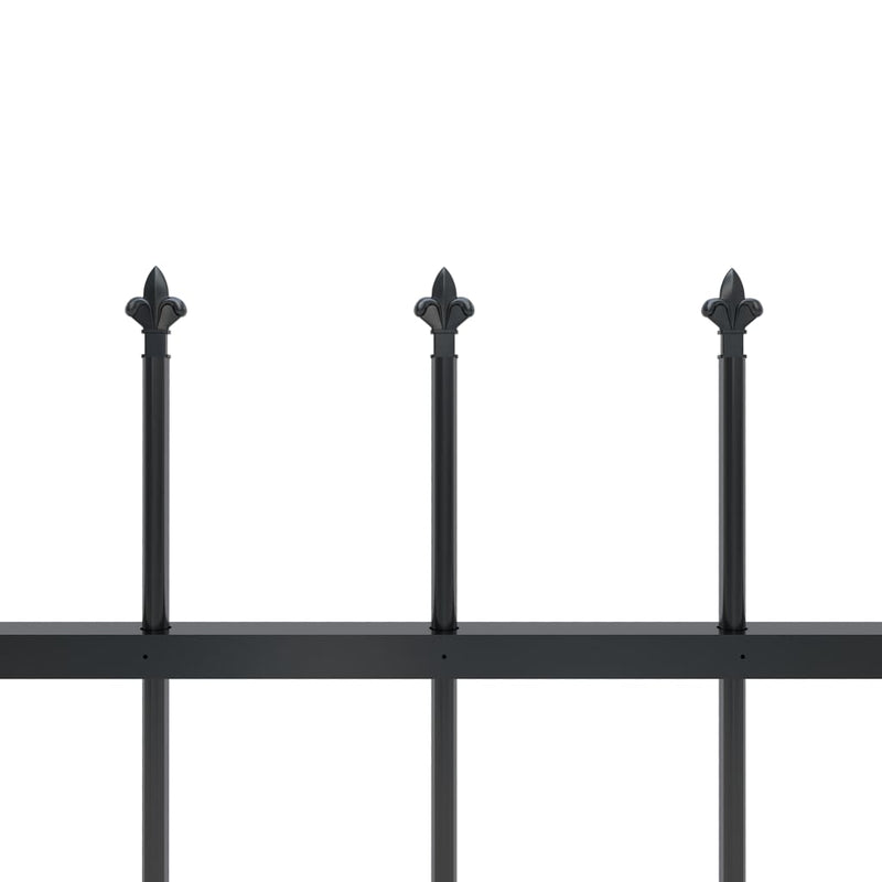 Garden Fence with Spear Top Steel 334.6"x23.6" Black