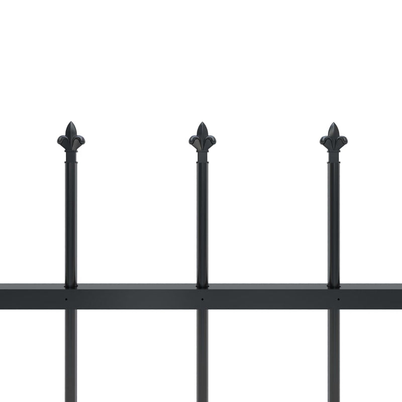 Garden Fence with Spear Top Steel 468.5"x23.6" Black