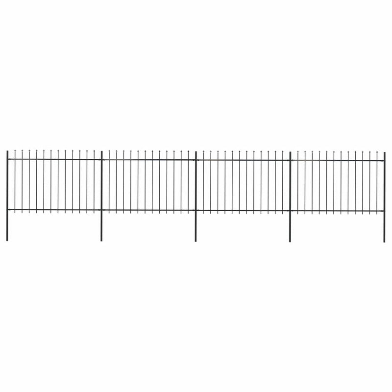 Garden Fence with Spear Top Steel 267.7"x47.2" Black