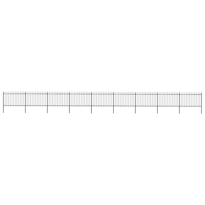 Garden Fence with Spear Top Steel 602.4"x47.2" Black