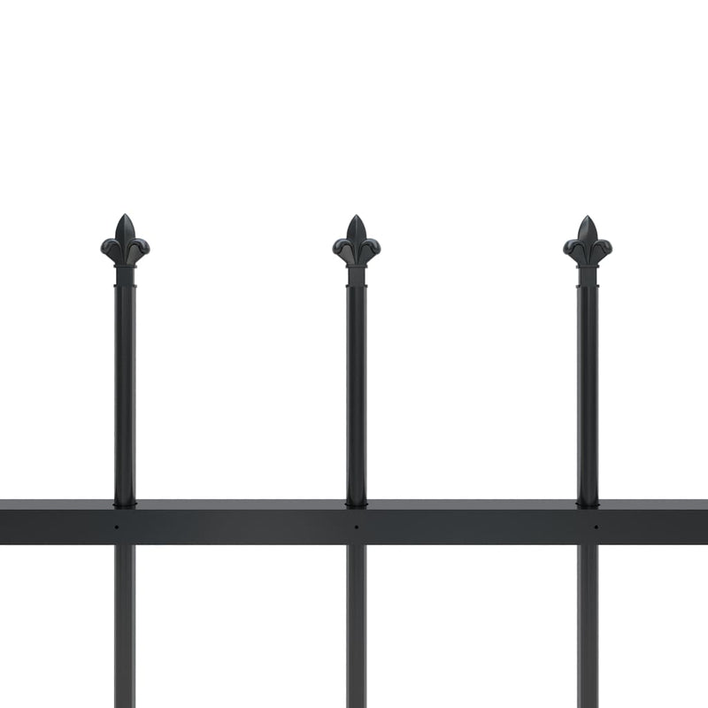 Garden Fence with Spear Top Steel 133.9"x59.1" Black