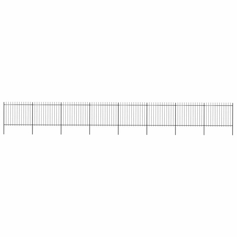 Garden Fence with Spear Top Steel 535.4"x59.1" Black