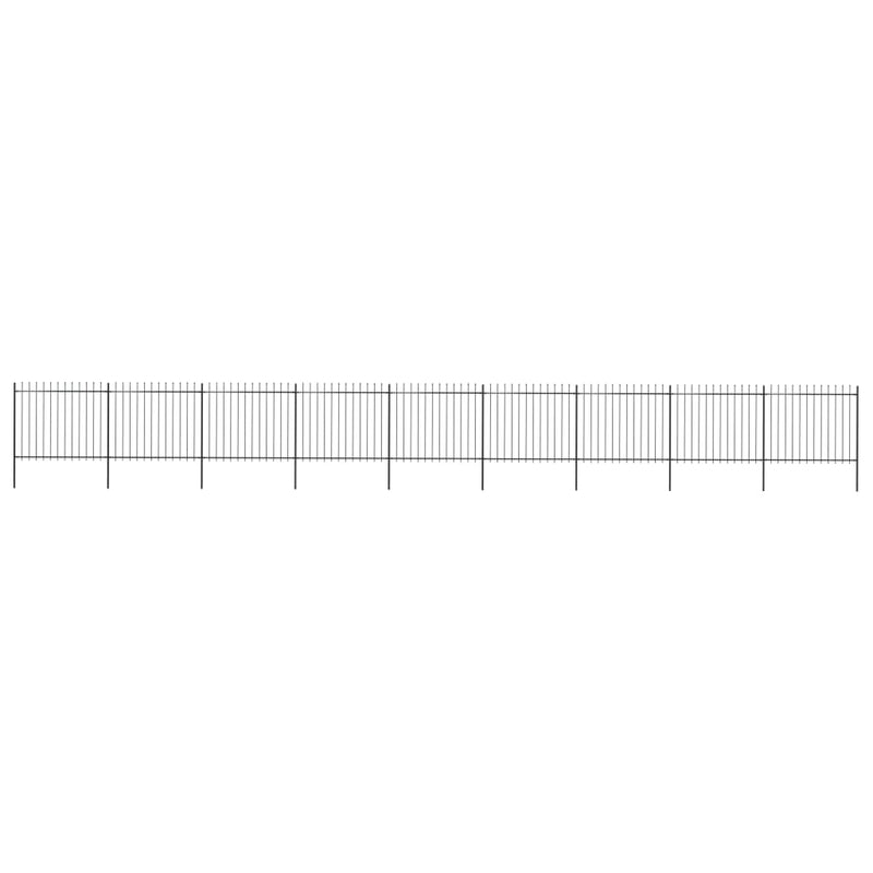 Garden Fence with Spear Top Steel 602.4"x59.1" Black