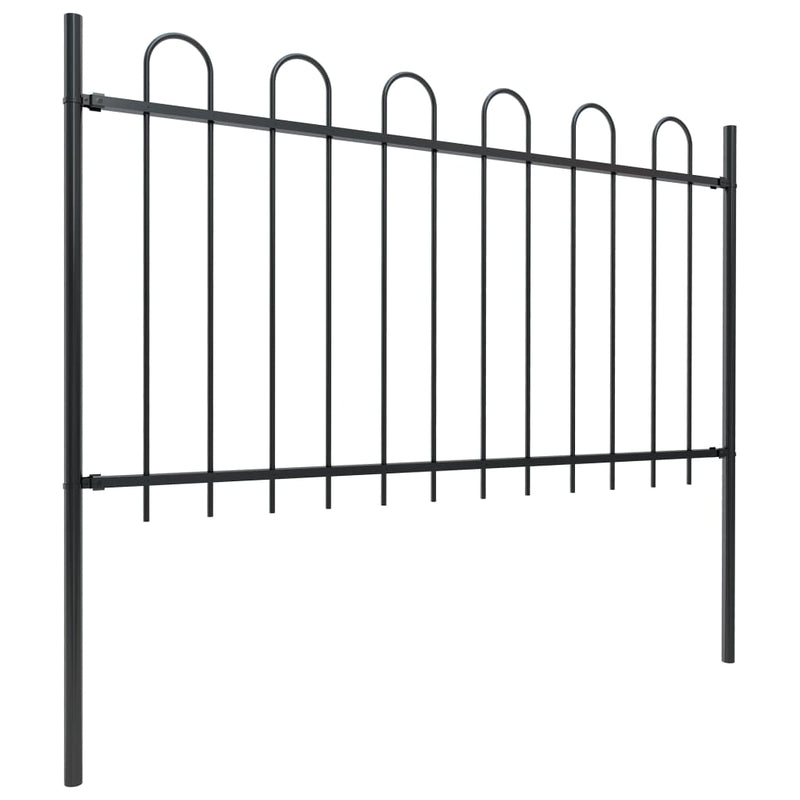 Garden Fence with Hoop Top Steel 11.2ft Black