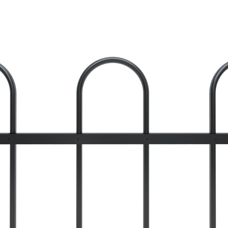 Garden Fence with Hoop Top Steel 22.3ft Black