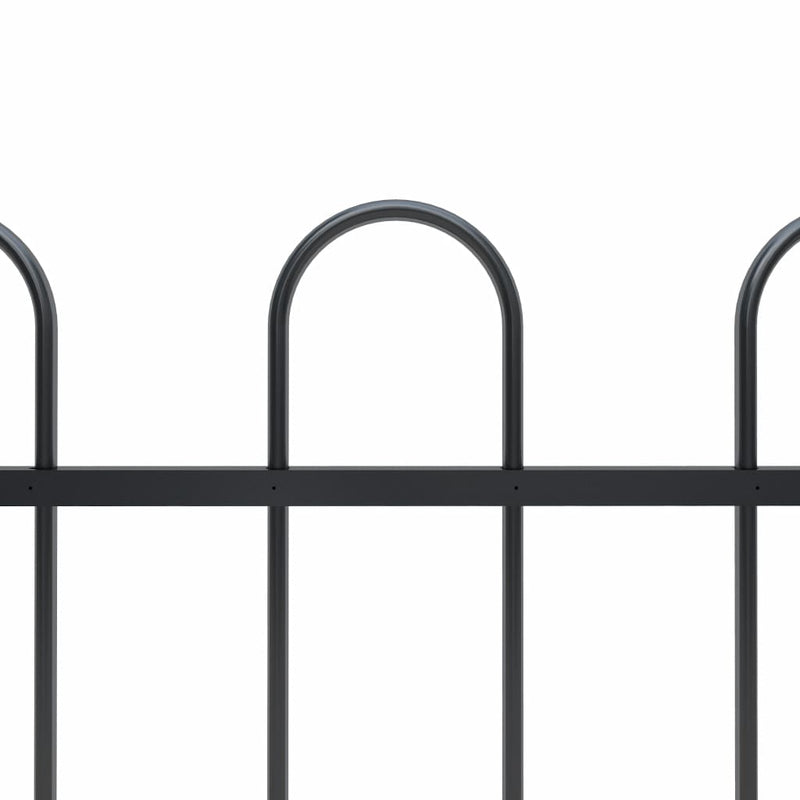 Garden Fence with Hoop Top Steel 27.9ft Black