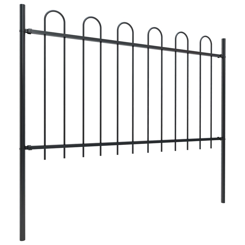 Garden Fence with Hoop Top Steel 44.6ft Black