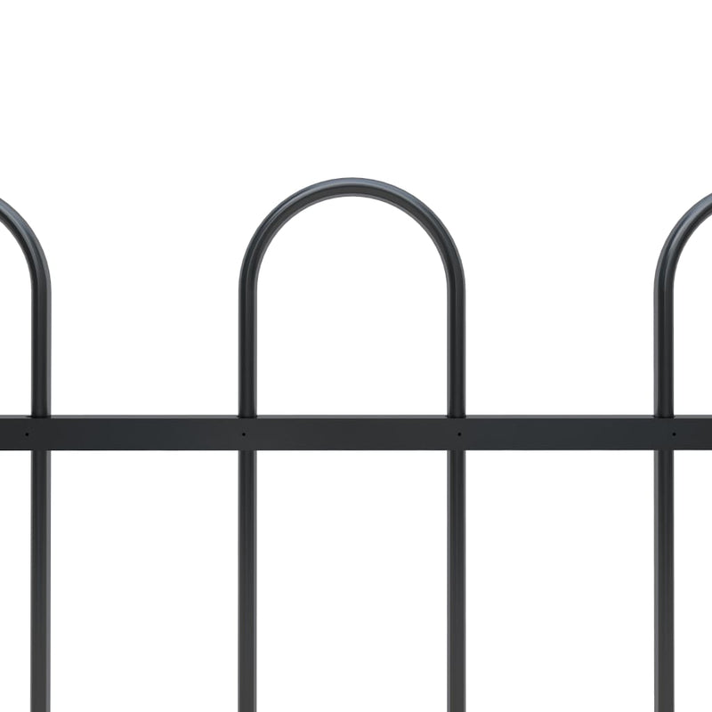 Garden Fence with Hoop Top Steel 11.2ft Black
