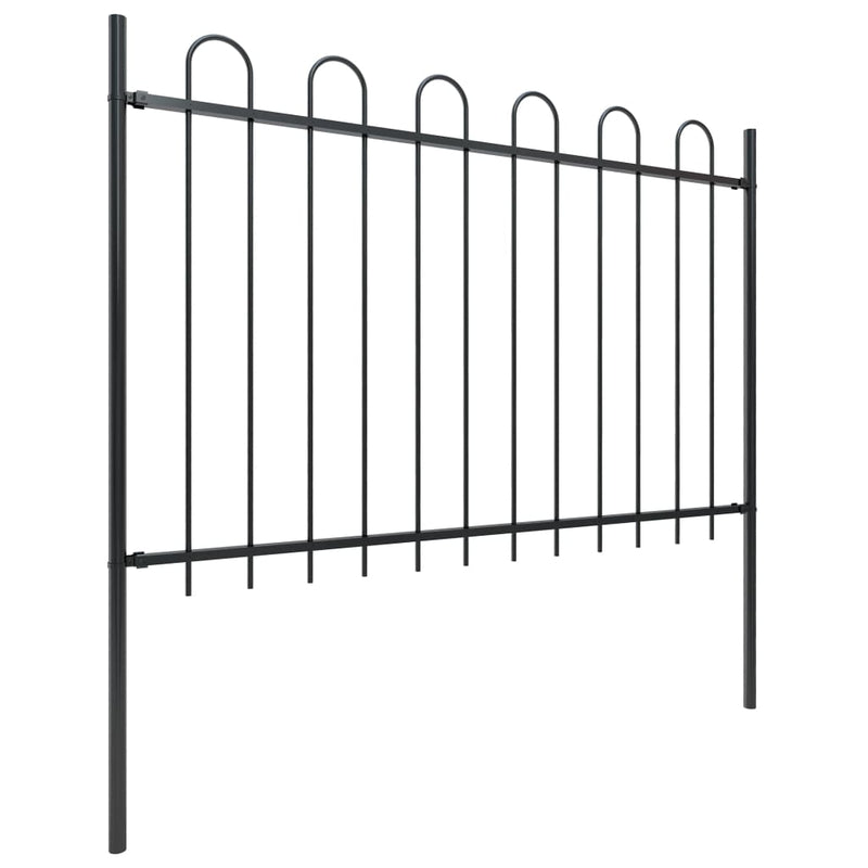 Garden Fence with Hoop Top Steel 33.5ft Black