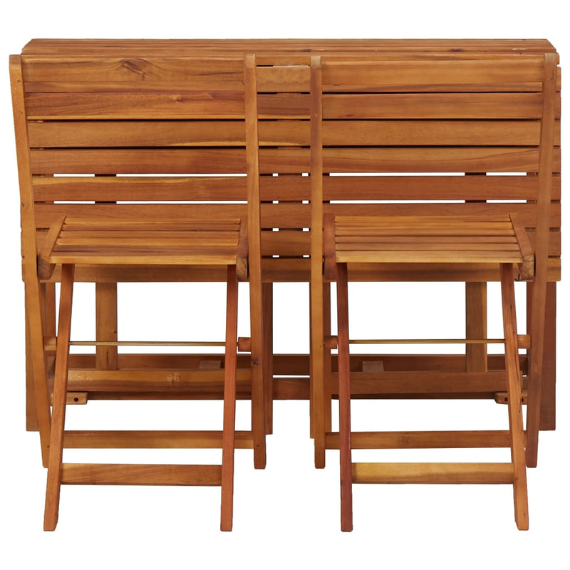 Balcony Planter Table with 2 Bistro Chairs Solid Acacia Wood