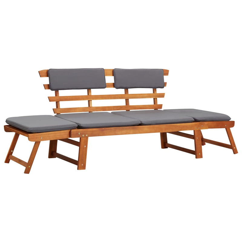 2-in-1 Patio Daybed with Cushion 74.8" Solid Acacia Wood