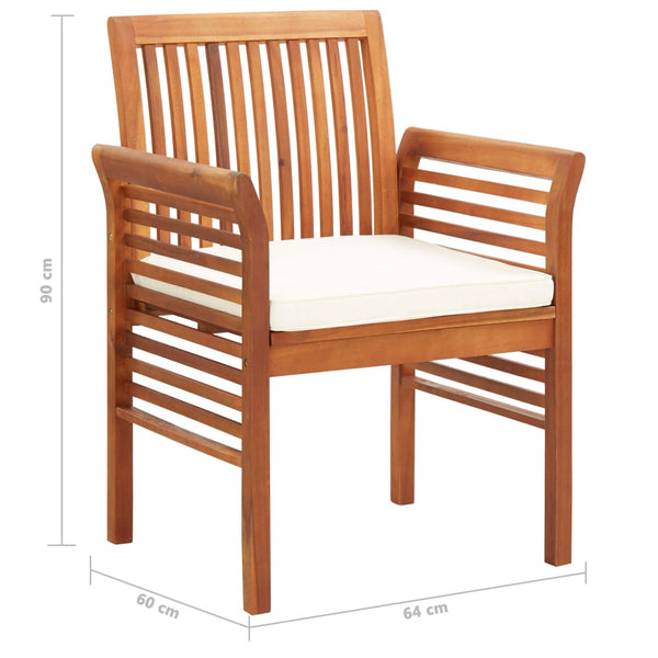 Patio Dining Chairs with Cushions 2 pcs Solid Acacia Wood