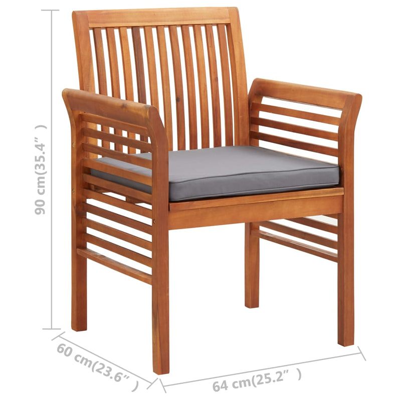 Patio Dining Chair with Cushion Solid Acacia Wood