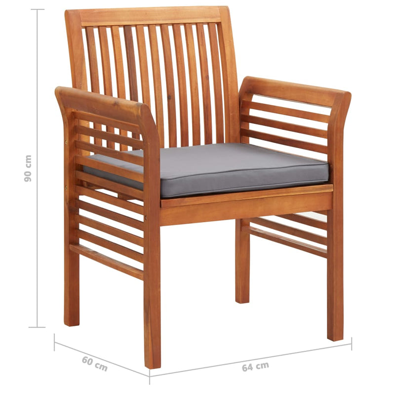 Patio Dining Chairs with Cushions 3 pcs Solid Acacia Wood