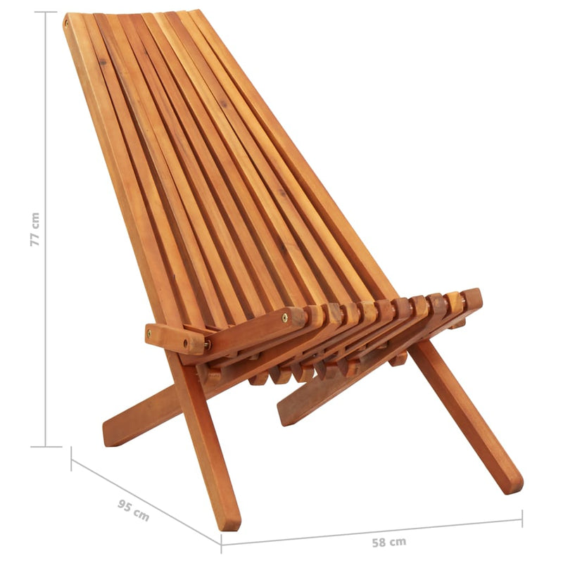 Folding Patio Lounge Chairs 2 pcs Solid Acacia Wood