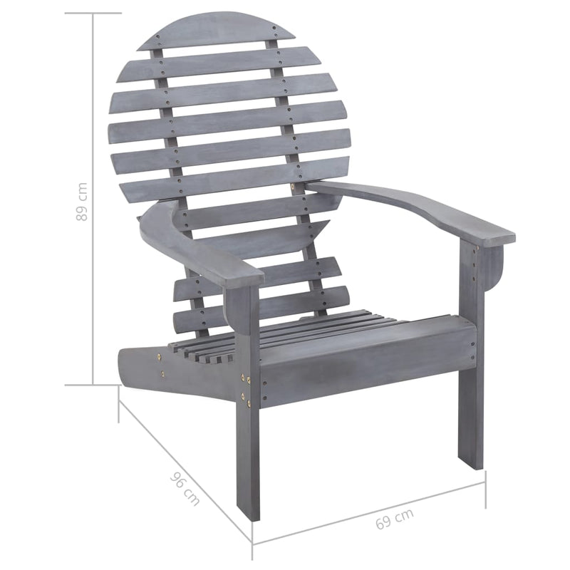 Adirondack Chair Solid Acacia Wood Gray