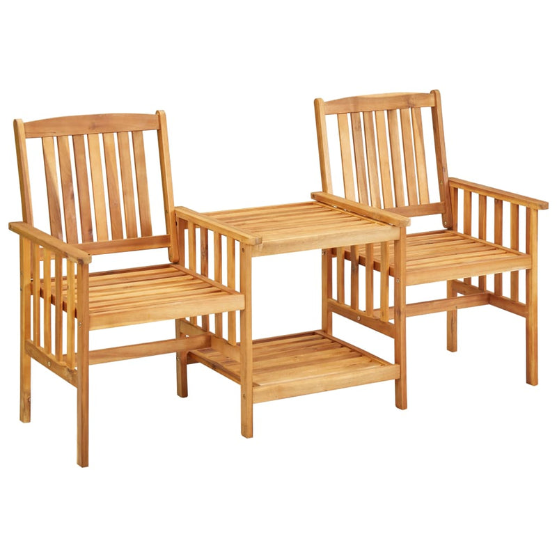 Patio Chairs with Tea Table 62.5"x24"x36.2" Solid Acacia Wood