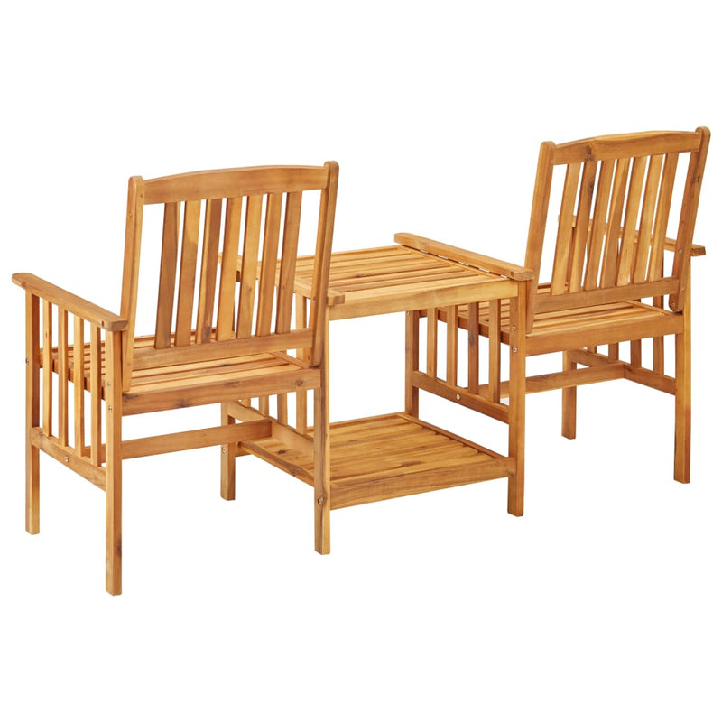 Patio Chairs with Tea Table 62.5"x24"x36.2" Solid Acacia Wood