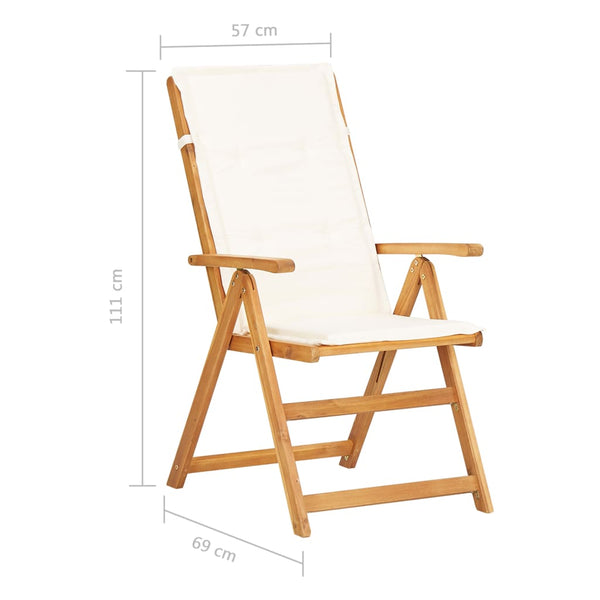 Reclining Patio Chairs 2 pcs Brown Solid Acacia Wood