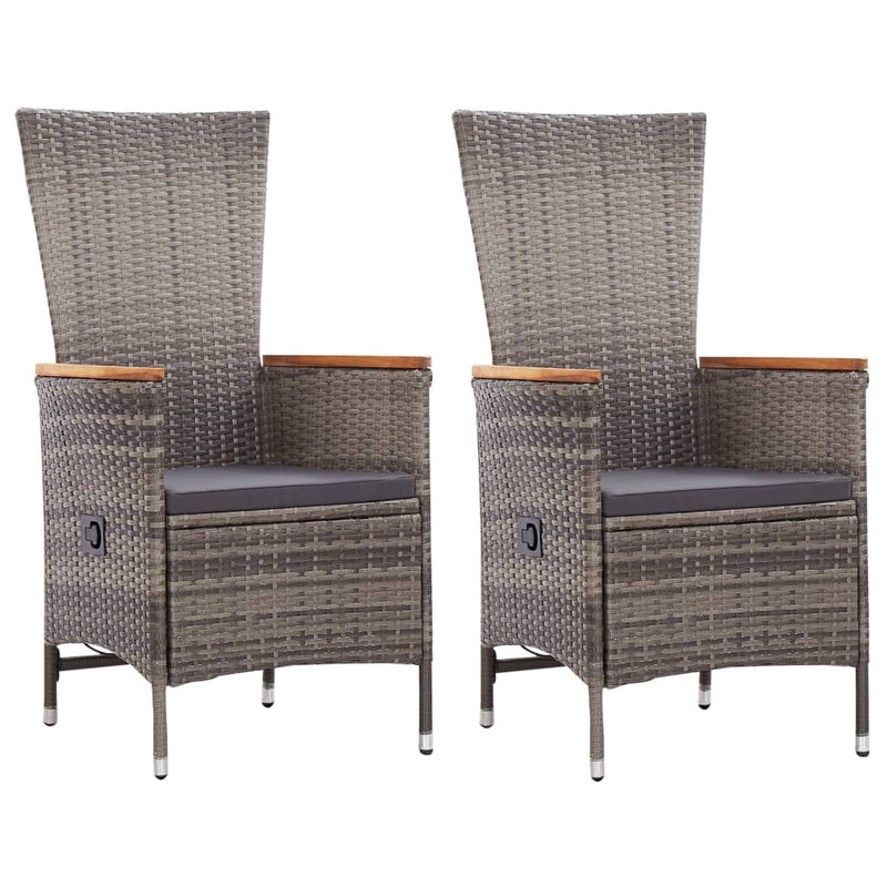 Patio Chairs 2 pcs with Cushions Poly Rattan Gray