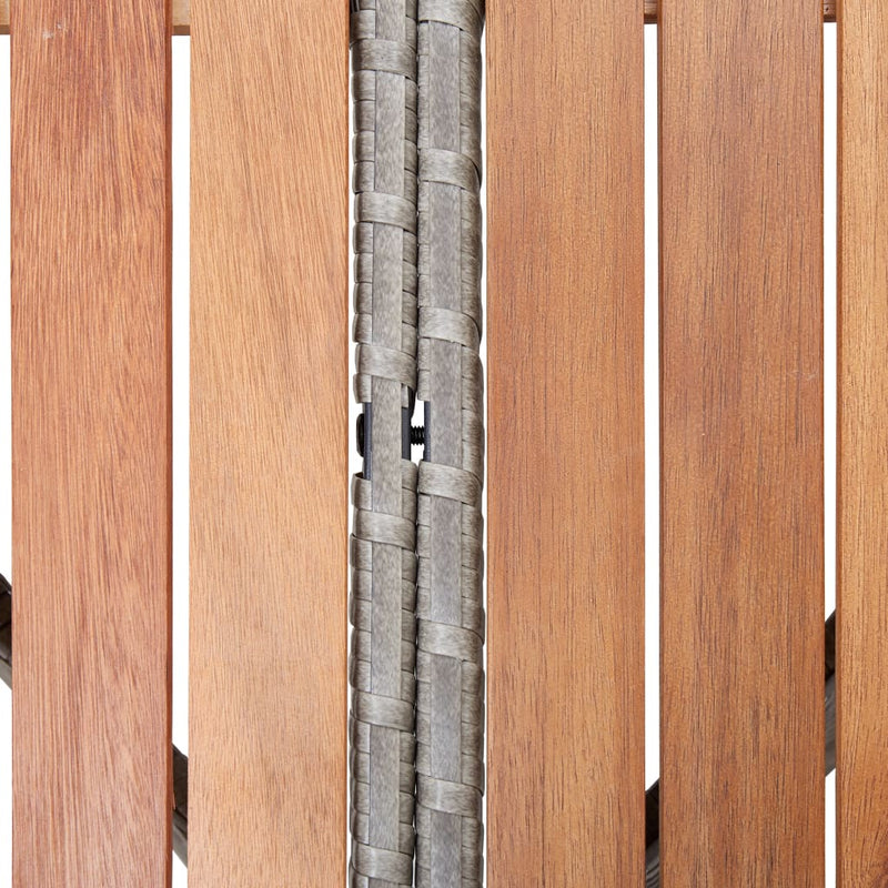 Patio Table Gray 45.3"x29.1" Poly Rattan and Acacia Wood