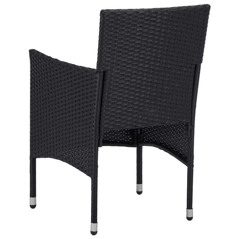 Patio Dining Chairs 2pcs Poly Rattan Black