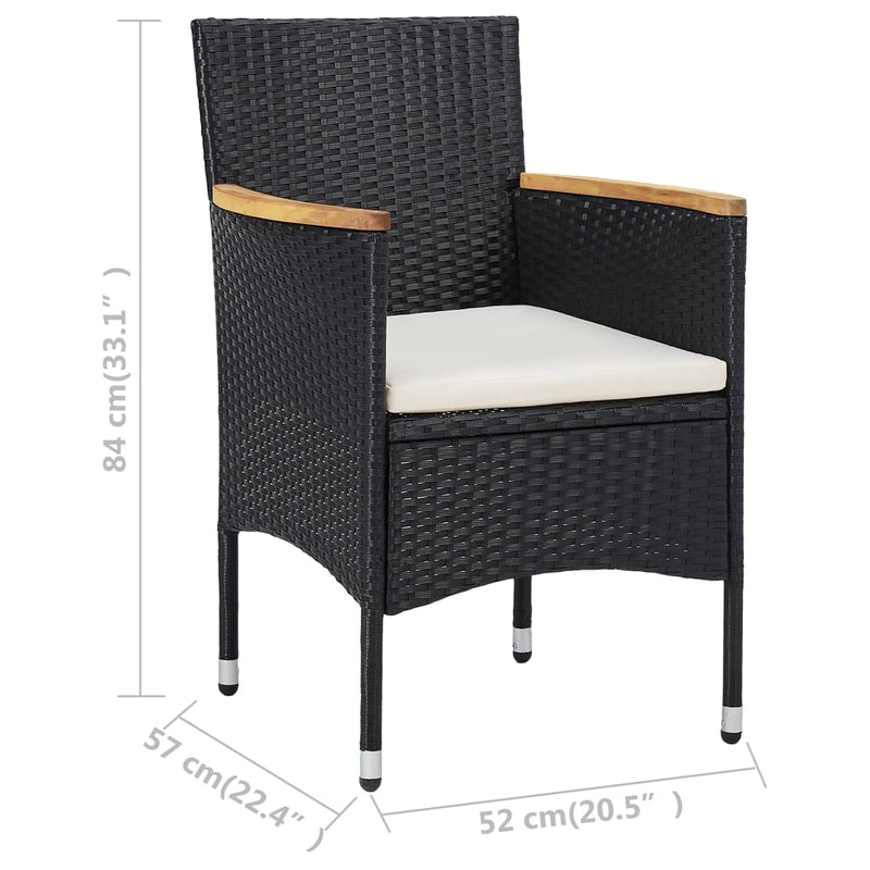 Patio Dining Chairs 2 pcs Poly Rattan Black