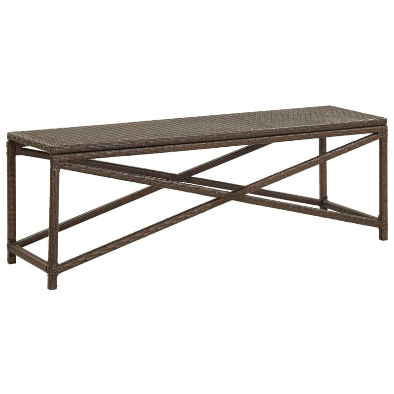 Patio Bench 47.2" Poly Rattan Brown