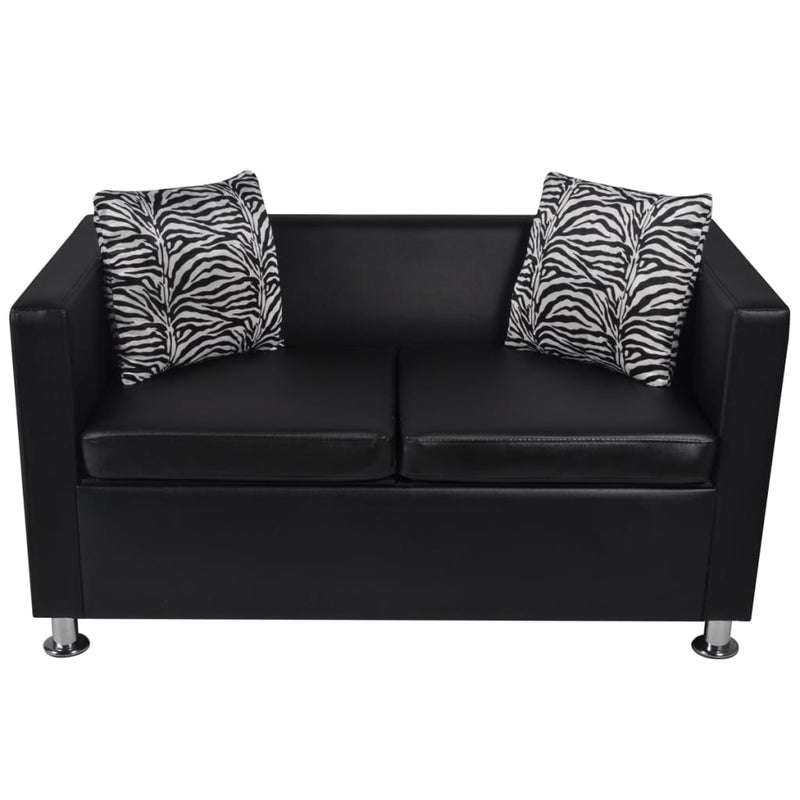 Sofa Set Armchair 2-Seater 3-Seater Black Faux Leather