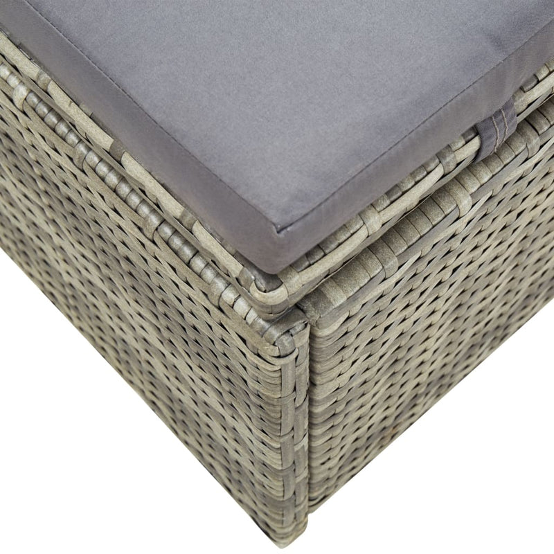 Sunbed with Cushion Gray Poly Rattan