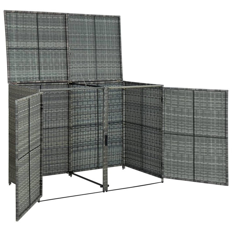 Double Wheelie Bin Shed Poly Rattan Anthracite 58.3"x30.3"x43.7"