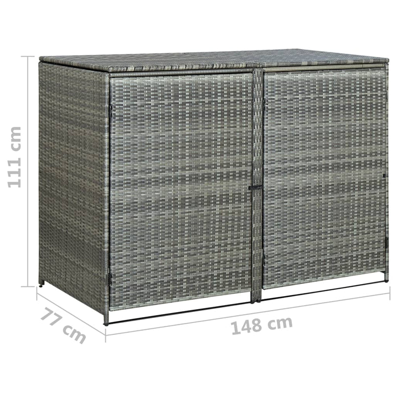 Double Wheelie Bin Shed Poly Rattan Anthracite 58.3"x30.3"x43.7"