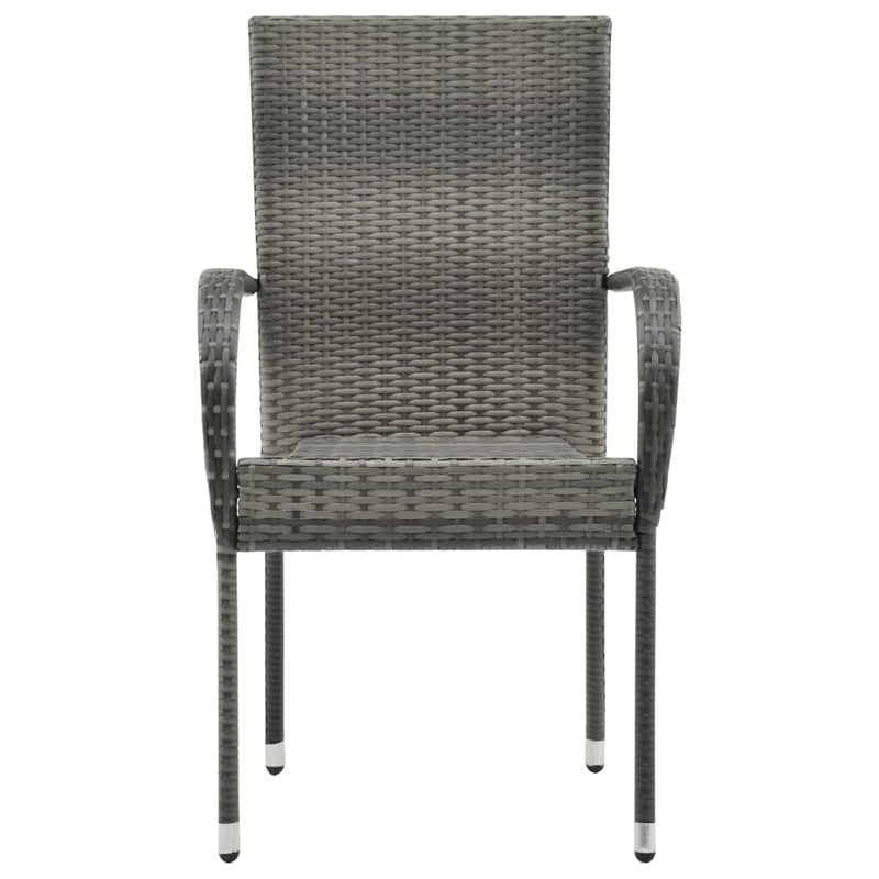Stackable Patio Chairs 2 pcs Gray Poly Rattan