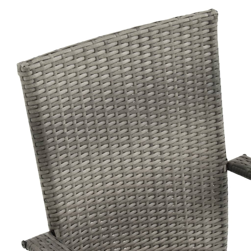 Stackable Patio Chairs 2 pcs Gray Poly Rattan