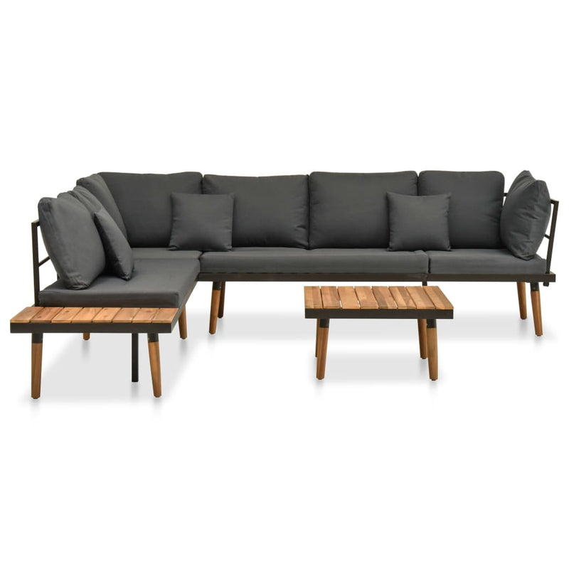 4 Piece Patio Lounge Set with Cushions Solid Acacia Wood